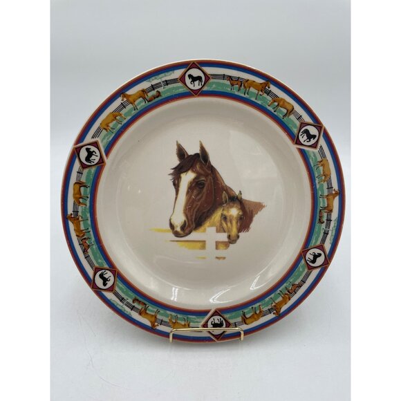 Cedar Valley Stables Horse Themed Stoneware Bowls 8.25" - Set Of 5 - Picture 1 of 5
